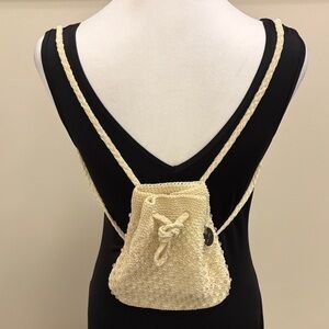 Xhilaration Beaded Cream Woven Backpack Bag sizable Purse NNT